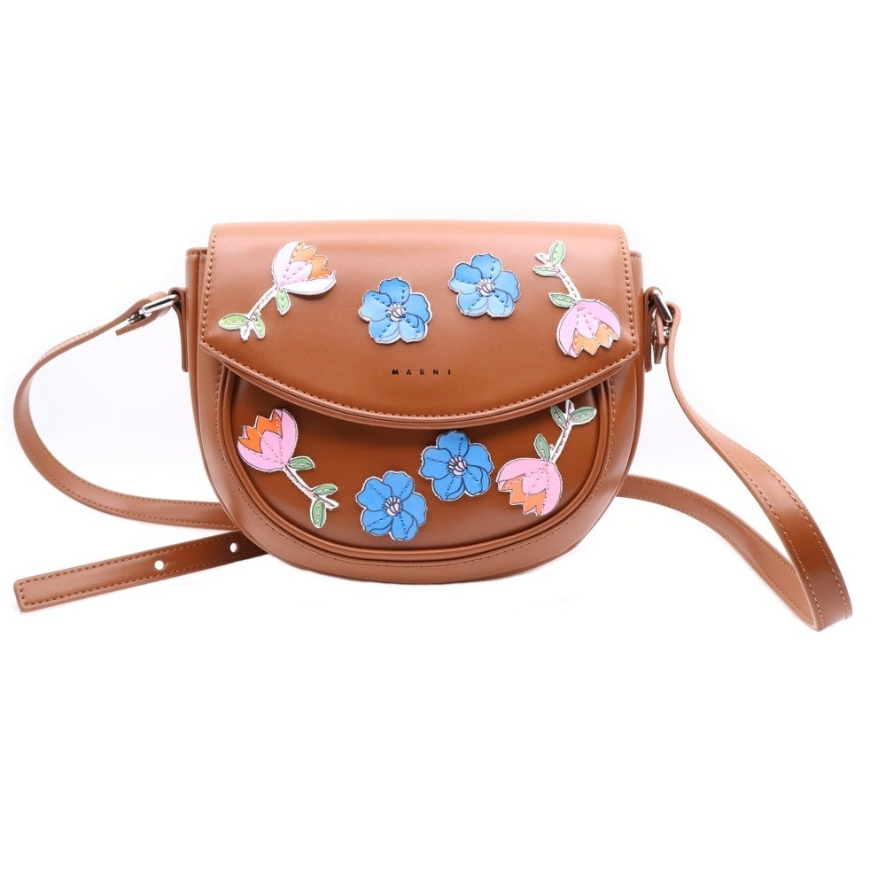 MARNI(マルニ) SMILE BAG WITH FLOWERS スマイルショルダーバッグ フローラル柄 ブラウン キッズ M01476