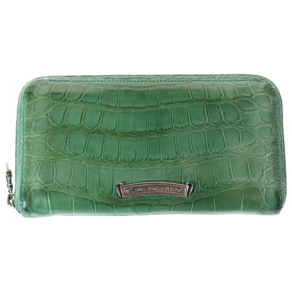 CHROME HEARTS(クロムハーツ) REC F ZIP ALLIGATOR ラウンドジップ アリゲーター レザーロングウォレット 長財布 グリーン