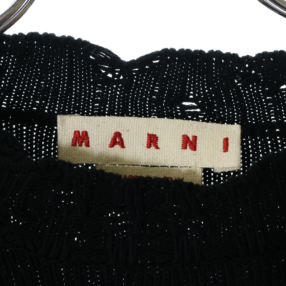 MARNI(マルニ) CREW NECK L/S SWEATER コットン ダメージ クルーネック ニットセーター ブラック GCMG0210A0