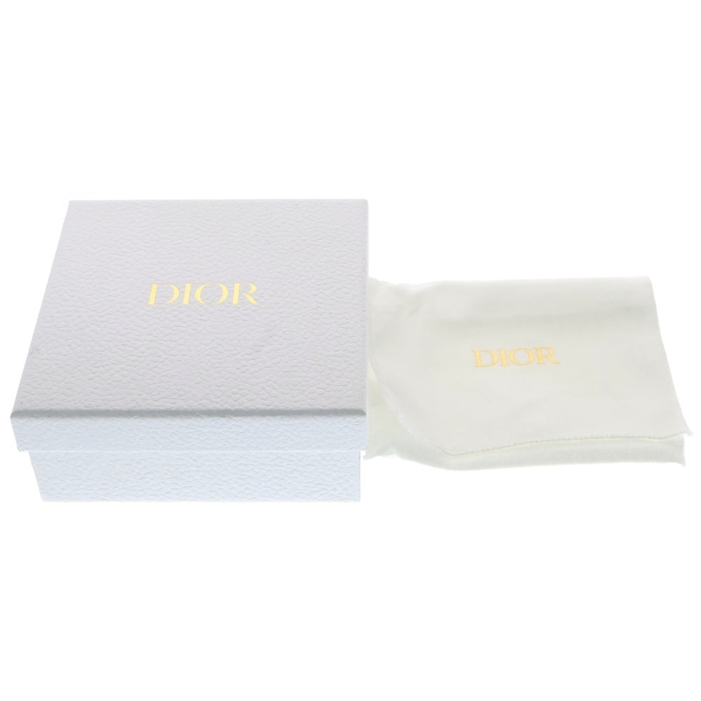 Christian Dior(クリスチャンディオール) CARO カナージュ カーフスキン レザー コンパクト ウォレット 二つ折り財布 レディース ネイビー/ベージュ 33-MA-0262