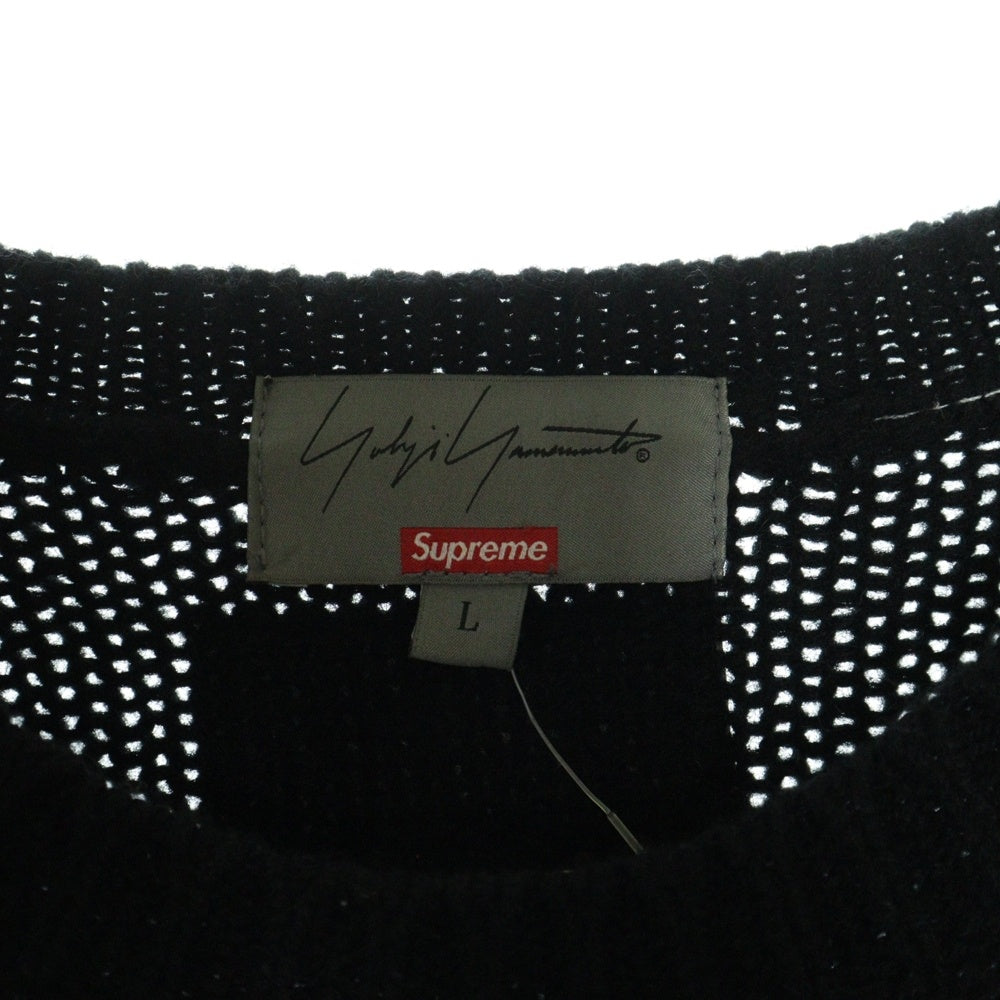 SUPREME(シュプリーム) 20AW×Yohji Yamamoto Sweater ヨウジヤマモト 花と少年期 フラワーエンプロイダリー クルーネック ロゴ ニット セーター ブラック