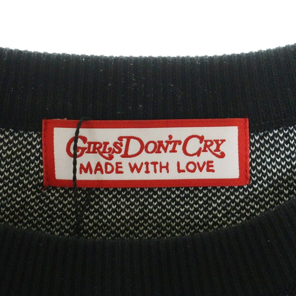 Girls Don't Cry(ガールズドントクライ) 22AW ANGEL KNIT エンジェル ロゴ コットン クルーネック ニット セーター ブラック