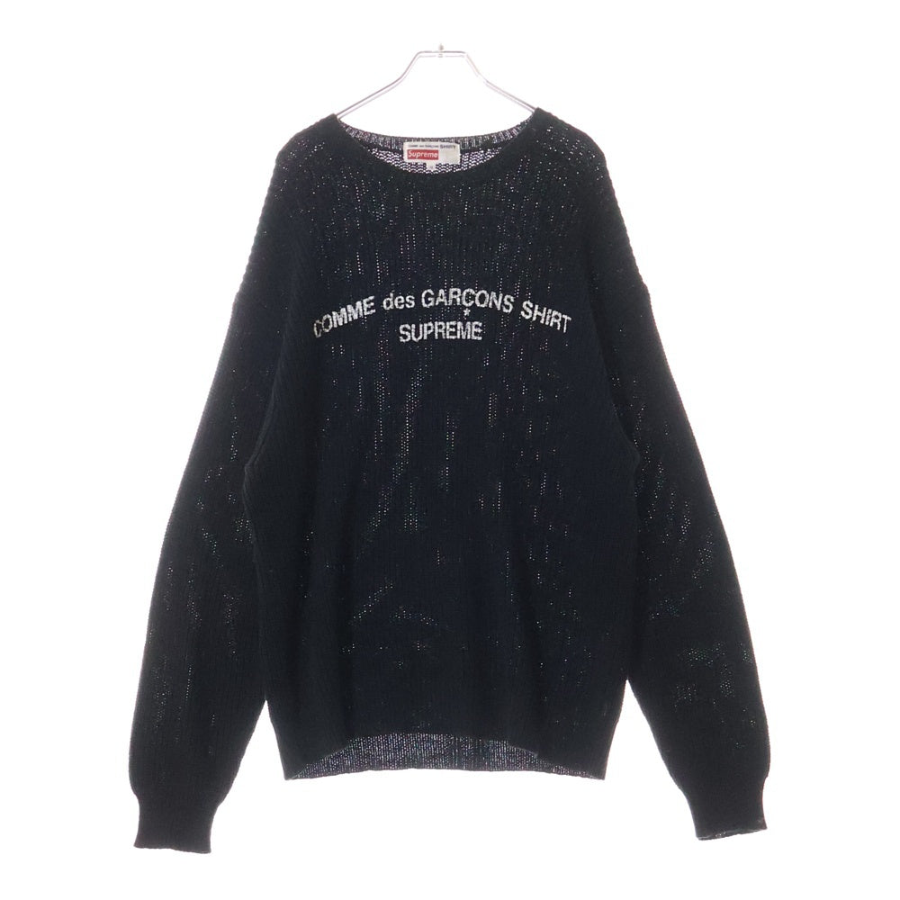 SUPREME(シュプリーム) 18AW ×COMME des GARCONS SHIRT コムデギャルソンシャツ ロゴプリント ローゲージ ニット セーター ブラック