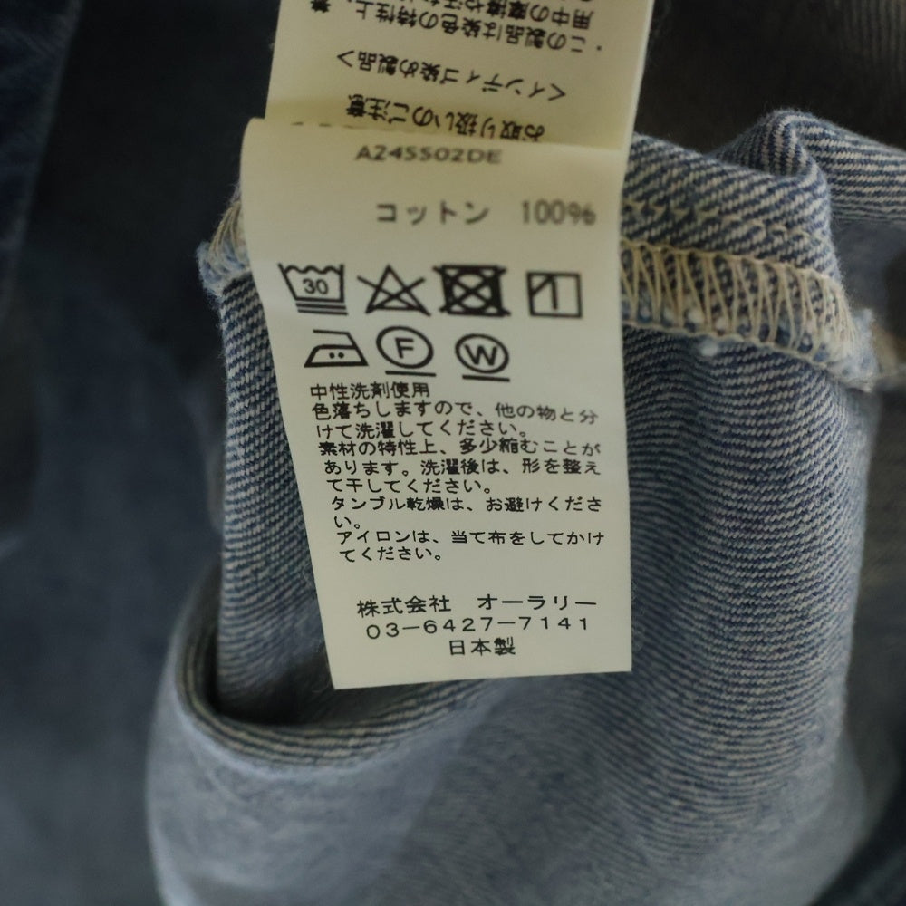 AURALEE(オーラリー) 24SS SELVEDGE FADED LIGHT DENIM P/O SHIRT セルヴィッチ フェード加工 デニムプルオーバーシャツ スキッパーシャツ インディゴ A24SS02DE