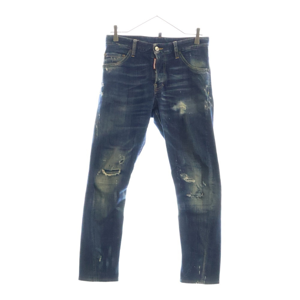 DSQUARED2(ディースクエアード) 16AW SEXY TWIST JEAN セクシーツイスト ダメージ加工 ボタンフライ デニムパンツ インディゴ S71LB0193 S30342