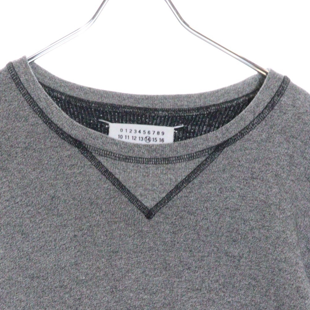 Maison Margiela 14(メゾンマルジェラ) 15SS シープレザーエルボーパッチ レーヨン混 Vガゼット スウェット トレーナー グレー S50GU0016 S25223