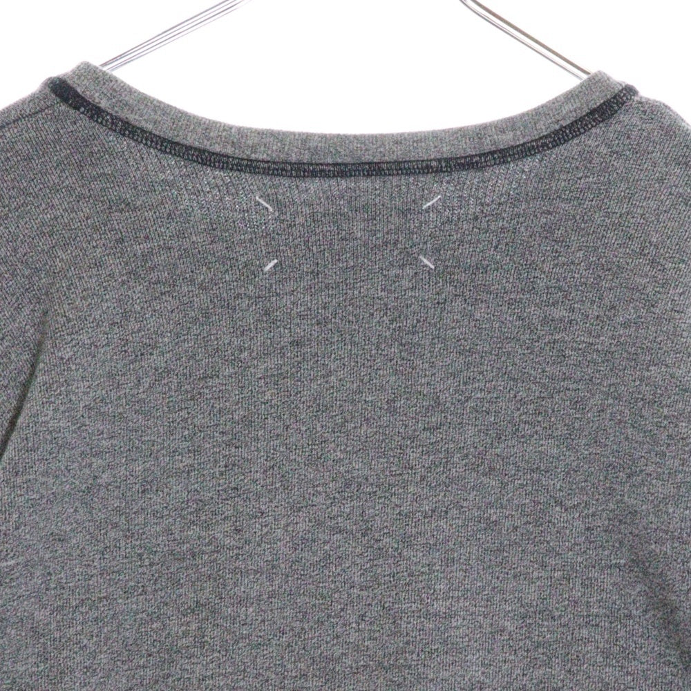 Maison Margiela 14(メゾンマルジェラ) 15SS シープレザーエルボーパッチ レーヨン混 Vガゼット スウェット トレーナー グレー S50GU0016 S25223