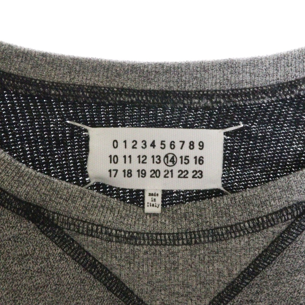 Maison Margiela 14(メゾンマルジェラ) 15SS シープレザーエルボーパッチ レーヨン混 Vガゼット スウェット トレーナー グレー S50GU0016 S25223