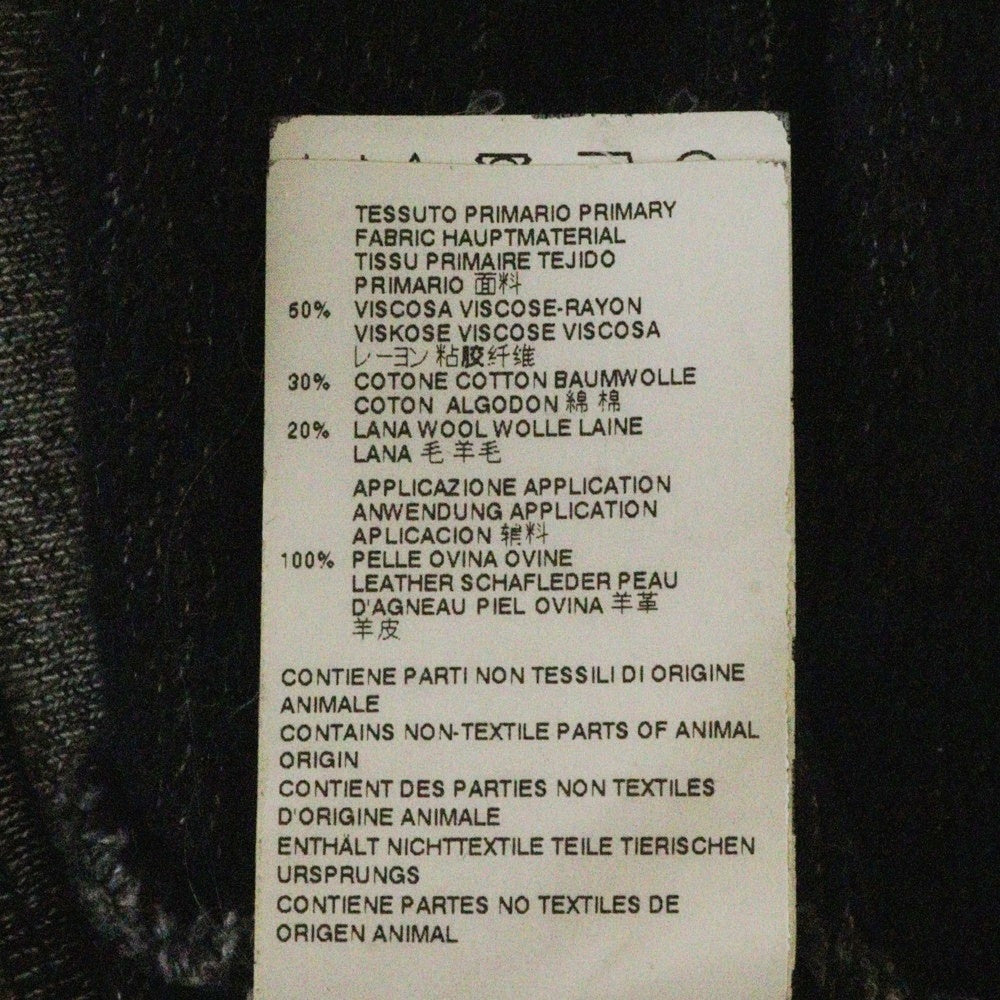Maison Margiela 14(メゾンマルジェラ) 15SS シープレザーエルボーパッチ レーヨン混 Vガゼット スウェット トレーナー グレー S50GU0016 S25223