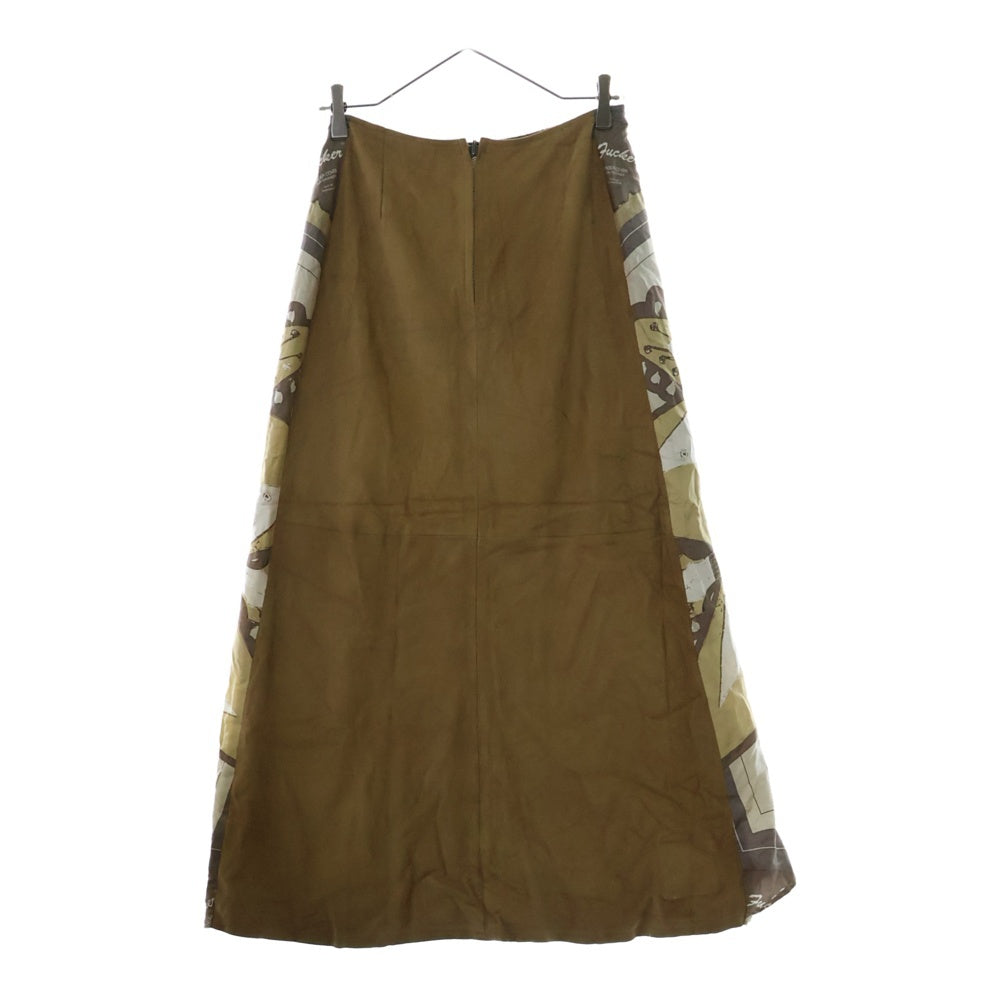 UNDERCOVER(アンダーカバー) 99AW AMBIVALENCE期 ラムレザー シルク切り替え リバーシブル タイトスカート レディース ベージュ Q49
