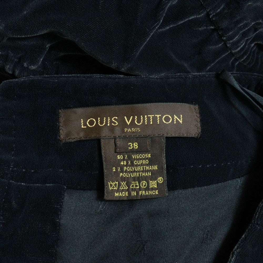 LOUIS VUITTON(ルイヴィトン) ベロア ドローコード ボリューム ジップアップ タイトスカート レディース ブラック