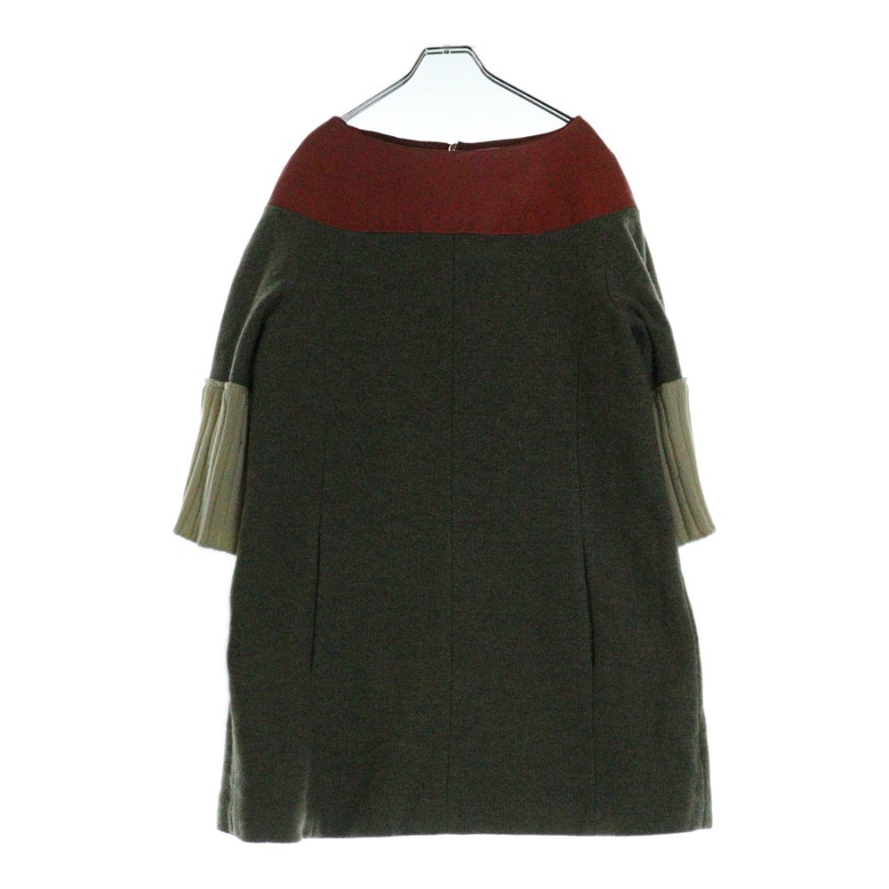 UNDERCOVER(アンダーカバー) 11AW MIRROR期 リブ スリーブ レザー ヨーク プルオーバー ワンピース レディース グレー H1707-1