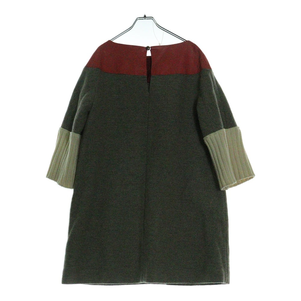 UNDERCOVER(アンダーカバー) 11AW MIRROR期 リブ スリーブ レザー ヨーク プルオーバー ワンピース レディース グレー H1707-1