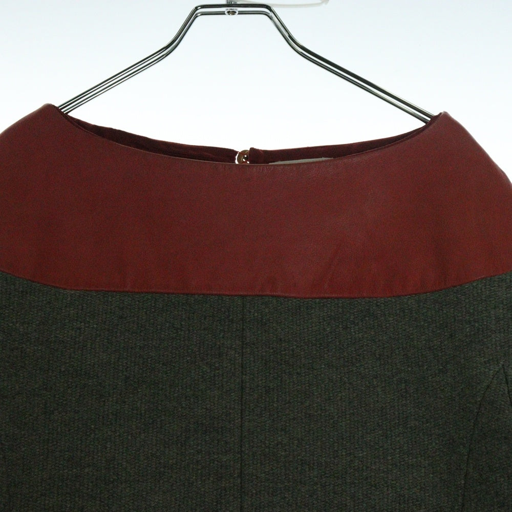 UNDERCOVER(アンダーカバー) 11AW MIRROR期 リブ スリーブ レザー ヨーク プルオーバー ワンピース レディース グレー H1707-1