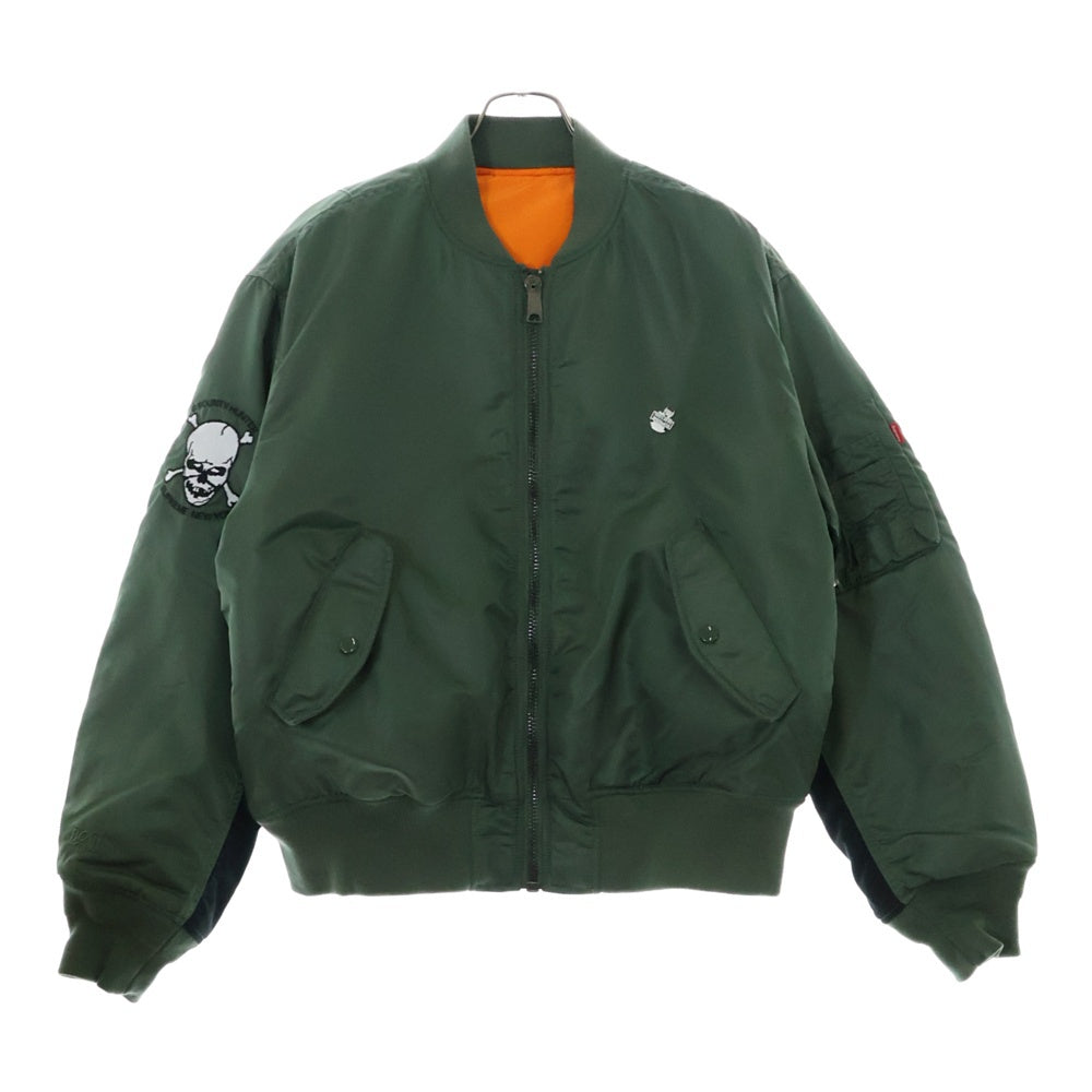 SUPREME(シュプリーム) 23AW ×Bounty Hunter Ma-1 Jacket バウンティーハンター スカル刺繍 フライトジャケット リバーシブルジップアップブルゾン カーキ/オレンジ