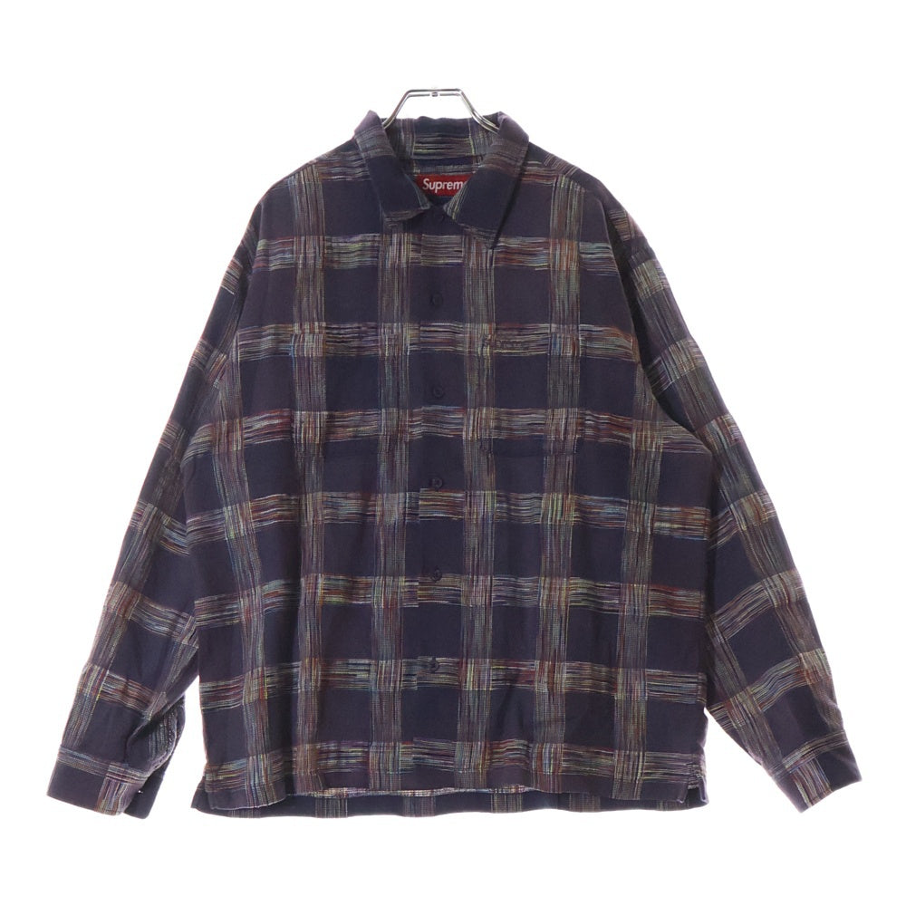 SUPREME(シュプリーム) 23AW Woven Plaid Shirt ウーブン チェック柄コットン長袖シャツ パープル
