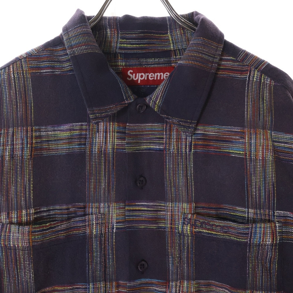 SUPREME(シュプリーム) 23AW Woven Plaid Shirt ウーブン チェック柄コットン長袖シャツ パープル
