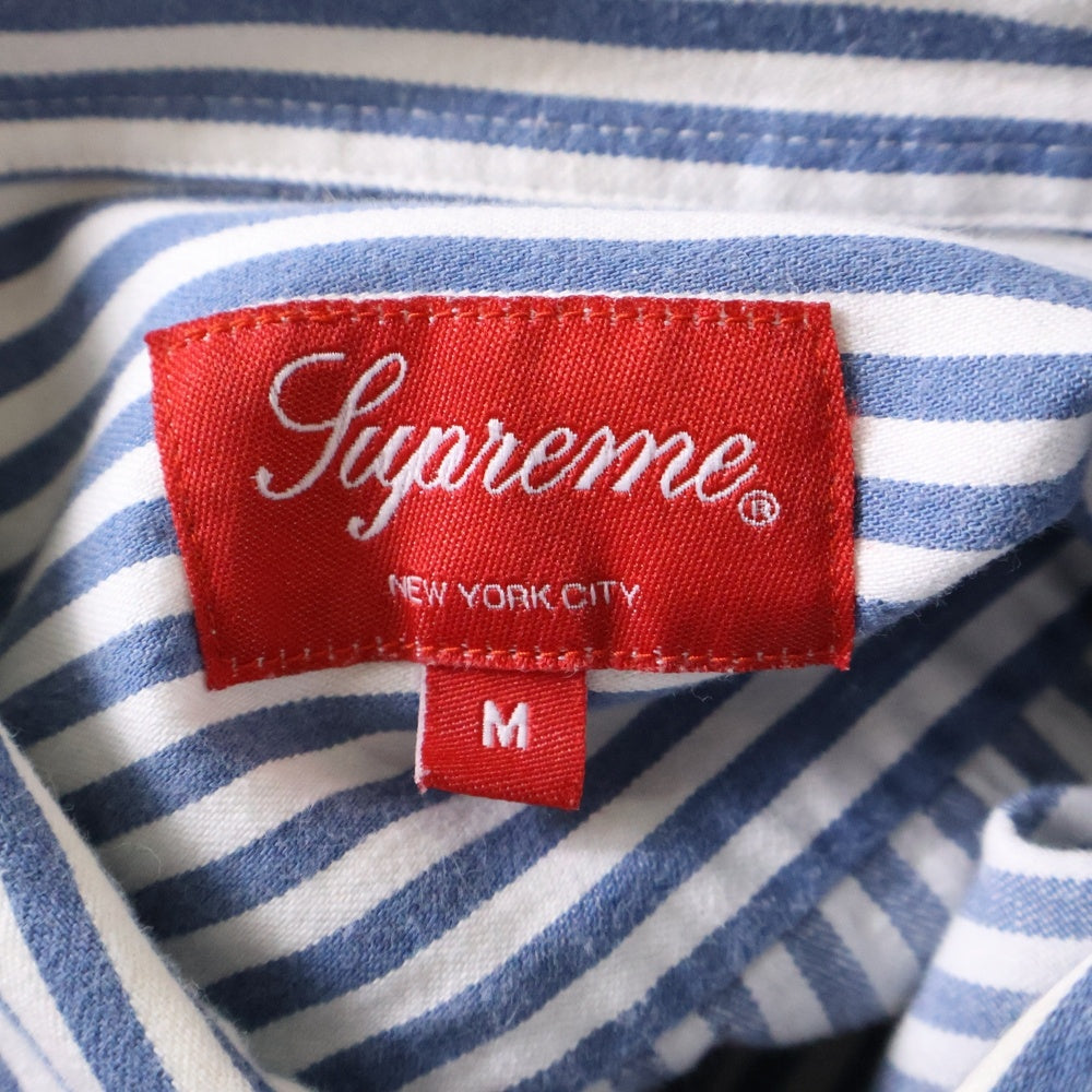 SUPREME(シュプリーム) 16SS Striped Denim Shirt ストライプドデニムシャツ リネン混 長袖BDシャツ ブルー/ホワイト