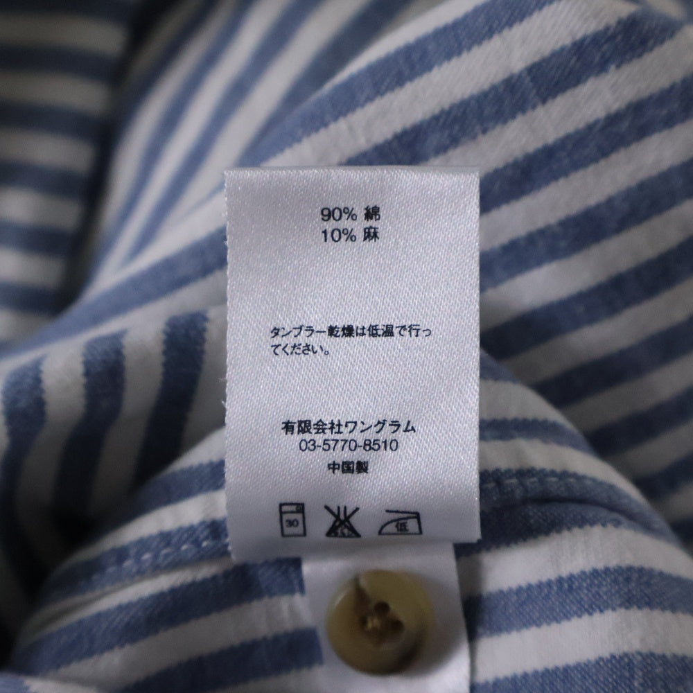 SUPREME(シュプリーム) 16SS Striped Denim Shirt ストライプドデニムシャツ リネン混 長袖BDシャツ ブルー/ホワイト