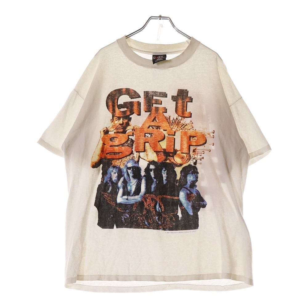 VINTAGE(ヴィンテージ) 90S VINTAGE AERO SMITH GET A GRIP GIANT ヴィンテージ エアロスミス ゲットアグリップ 両面プリント クルーネック 半袖Tシャツ カットソー ホワイト