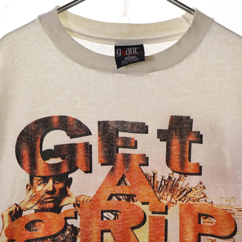 VINTAGE(ヴィンテージ) 90S VINTAGE AERO SMITH GET A GRIP GIANT ヴィンテージ エアロスミス ゲットアグリップ 両面プリント クルーネック 半袖Tシャツ カットソー ホワイト