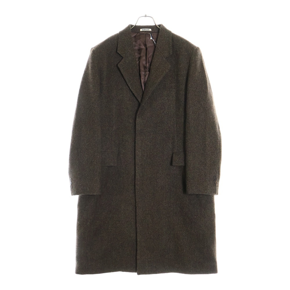 AURALEE(オーラリー) 24AW LAMA SHETLAND WOOL TWEED CHESTERFIELD COAT ラマ シェトランド ウール ツイード チェスター コート ブラウン A24AC01LS