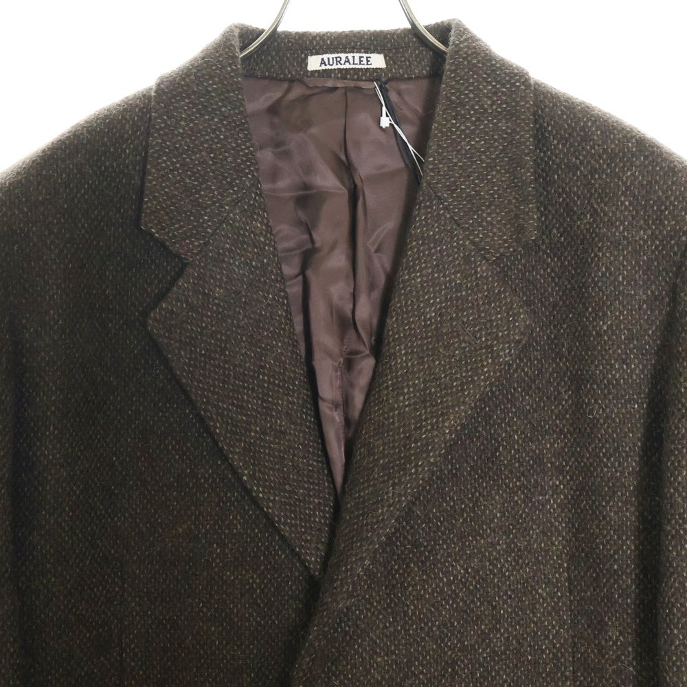 AURALEE(オーラリー) 24AW LAMA SHETLAND WOOL TWEED CHESTERFIELD COAT ラマ シェトランド ウール ツイード チェスター コート ブラウン A24AC01LS