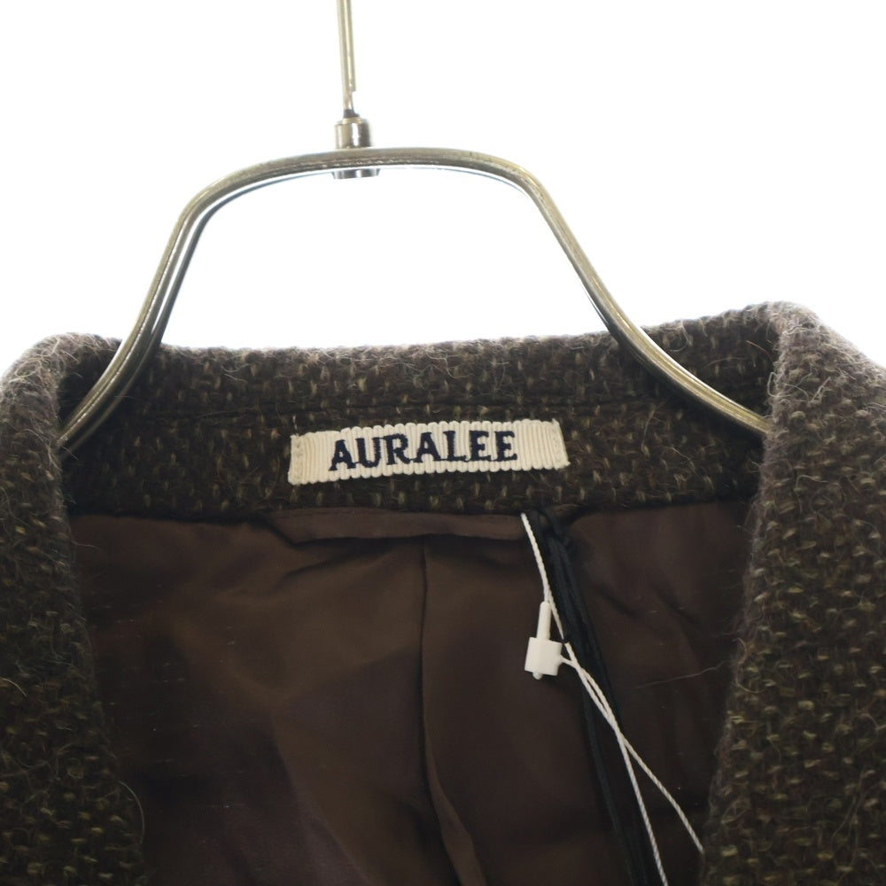 AURALEE(オーラリー) 24AW LAMA SHETLAND WOOL TWEED CHESTERFIELD COAT ラマ シェトランド ウール ツイード チェスター コート ブラウン A24AC01LS