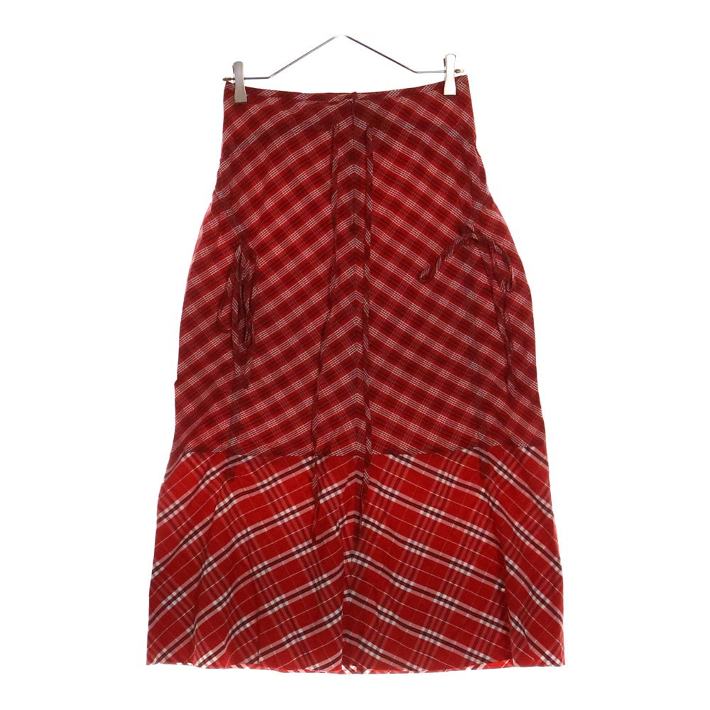 JUNYA WATANABE COMME des GARCONS(ジュンヤワタナベ コムデギャルソン) 03SS AD2002 フロント リボン デザイン チェック切替 マーメイド スカート レディース JI-S084