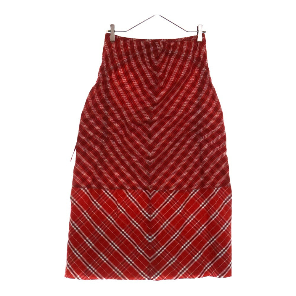 JUNYA WATANABE COMME des GARCONS(ジュンヤワタナベ コムデギャルソン) 03SS AD2002 フロント リボン デザイン チェック切替 マーメイド スカート レディース JI-S084