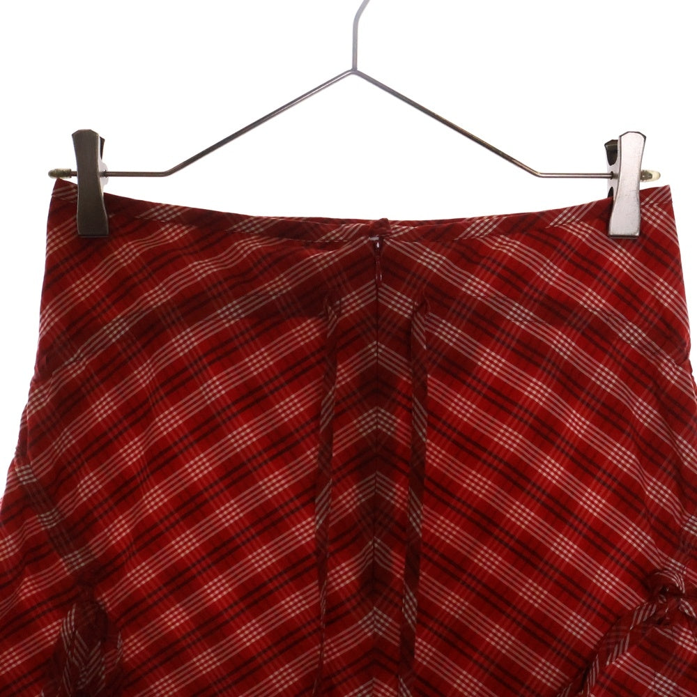 JUNYA WATANABE COMME des GARCONS(ジュンヤワタナベ コムデギャルソン) 03SS AD2002 フロント リボン デザイン チェック切替 マーメイド スカート レディース JI-S084