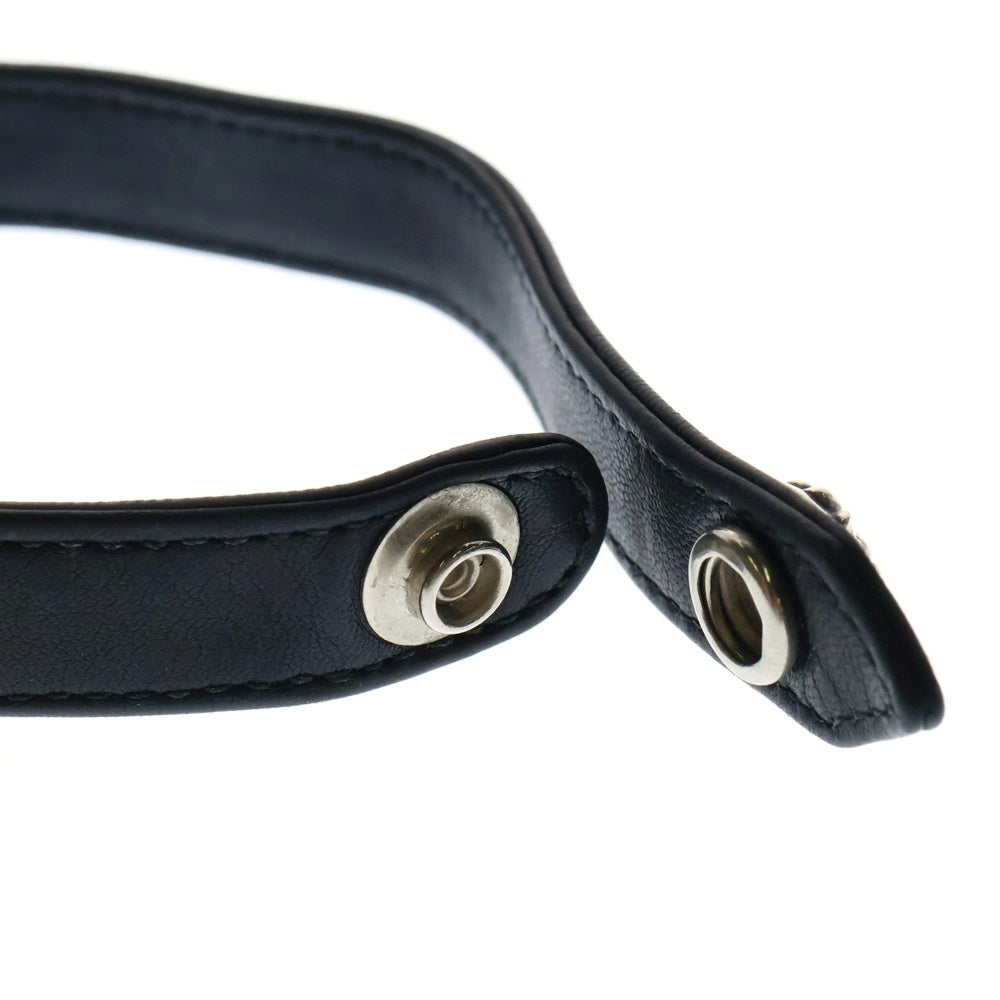 CHROME HEARTS(クロムハーツ) CRS BBYFAT CRSBLL LEATHER CHOKER ベイビーファット クロスボールボタン レザー チョーカー ブラック/シルバー レディース