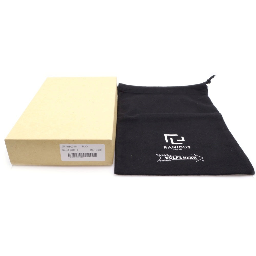 RAMIDUS(ラミダス) ×WOLF'S HEAD WALLET SHORT-1 ウルフズヘッド スタッズ レザー ショート ウォレット 財布 ブラック
