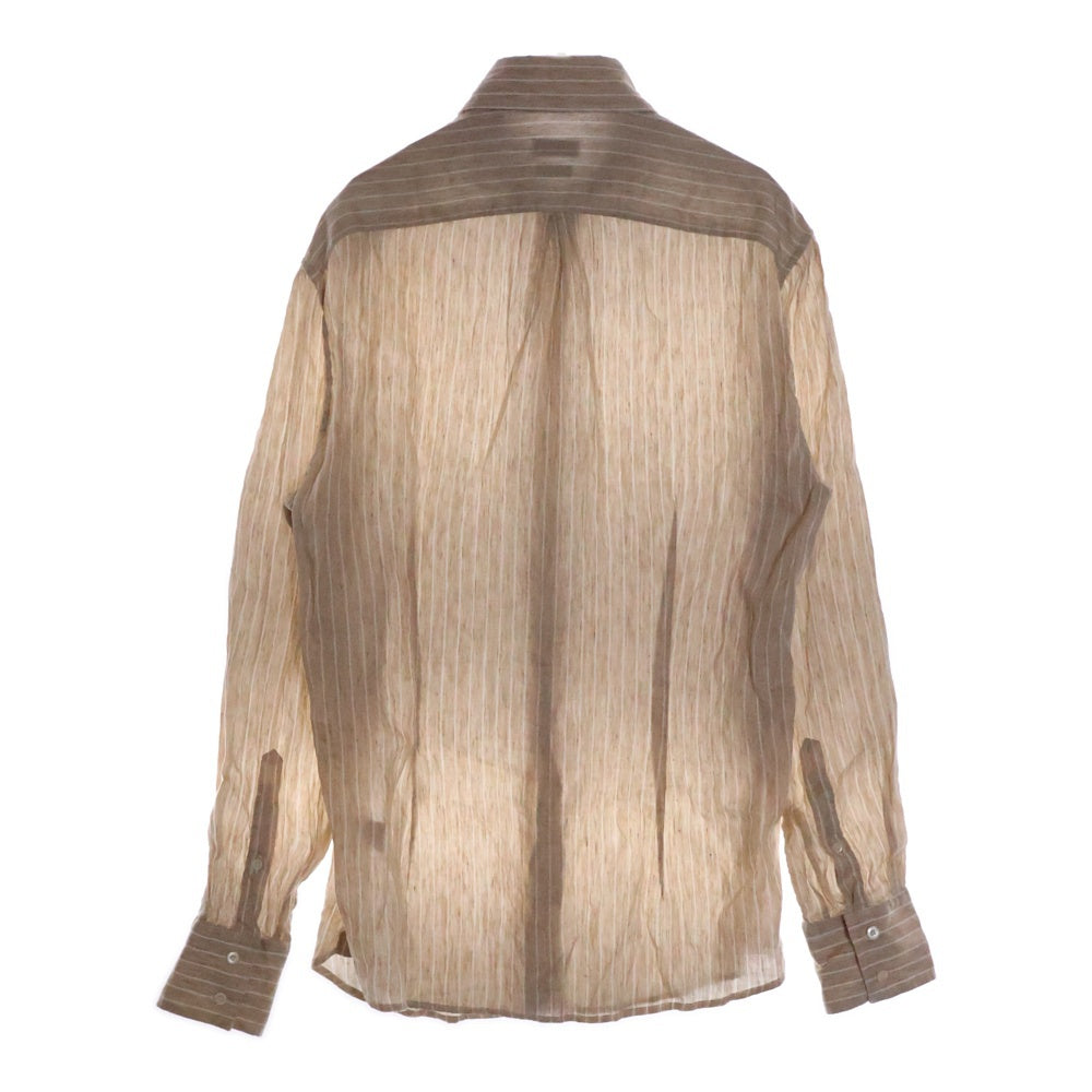 BRUNELLO CUCINELLI(ブルネロクチネリ) SLIM FIT スリムフィット ストライプ コットン長袖シャツ ベージュ MM6141718