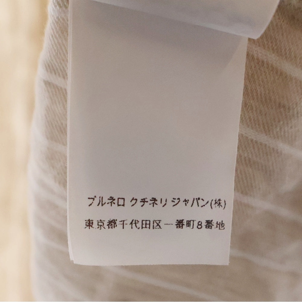 BRUNELLO CUCINELLI(ブルネロクチネリ) SLIM FIT スリムフィット ストライプ コットン長袖シャツ ベージュ MM6141718
