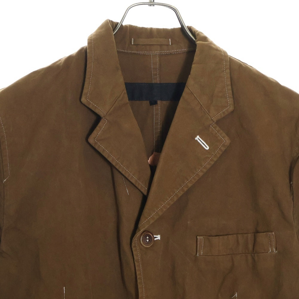 COMME des GARCONS HOMME(コムデギャルソンオム) 03SS AD2002 フラワーペイント リバーシブル 4B コットン テーラードジャケット ブラウン HI-J023