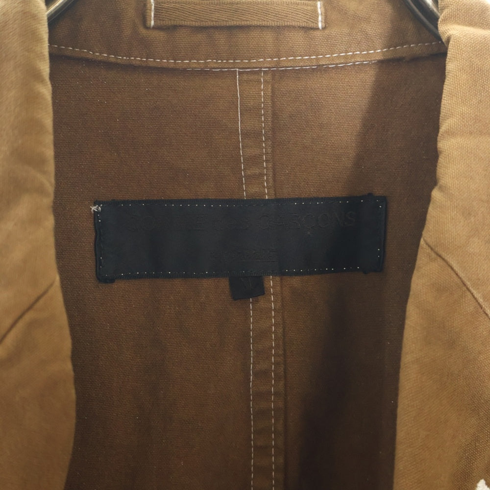 COMME des GARCONS HOMME(コムデギャルソンオム) 03SS AD2002 フラワーペイント リバーシブル 4B コットン テーラードジャケット ブラウン HI-J023