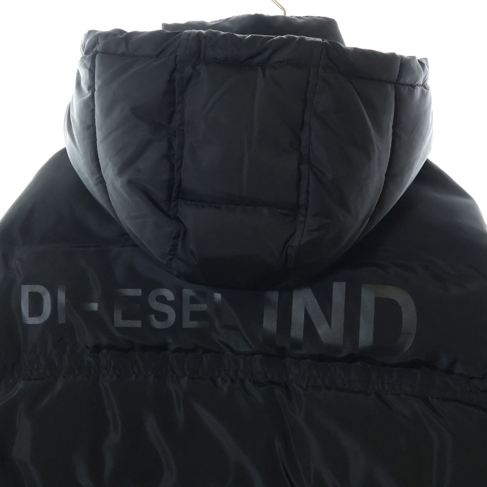 DIESEL(ディーゼル) W-RUSSELL-PAD JACKET ラッセル ロゴプリント フーデッド ダウンジャケット ブラック A00555