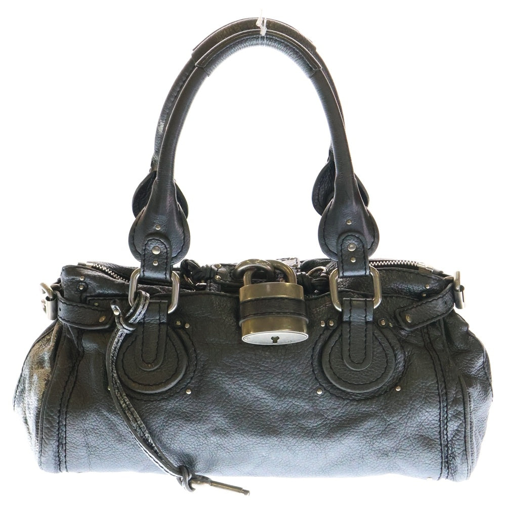 Chloe(クロエ) パディントン 南京錠 メタリック レザー ハンドバッグ シルバー 01-06-53