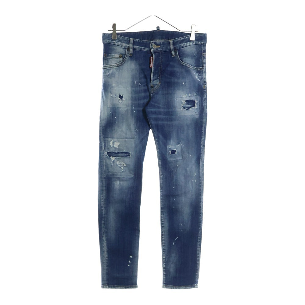 DSQUARED2(ディースクエアード) 21AW SKATER JEAN スケータージーンズ リペア加工 テーパード デニム パンツ インディゴ S74LB0953 S30342