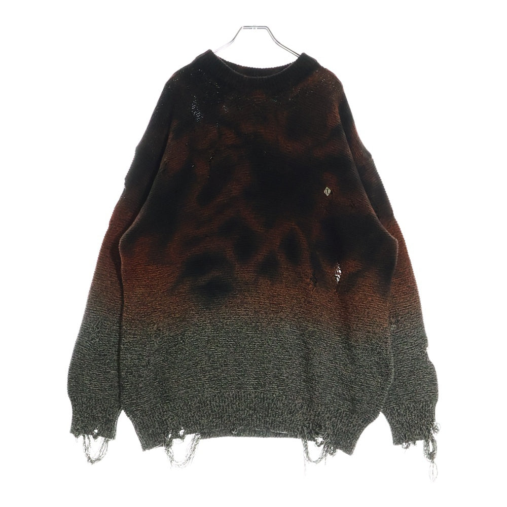 Children of the discordance(チルドレンオブザディスコーダンス) 5G HAND DIEING CN KNIT ハンドダイイング グラデーション ダメージ ニット セーター レッド/グリーン