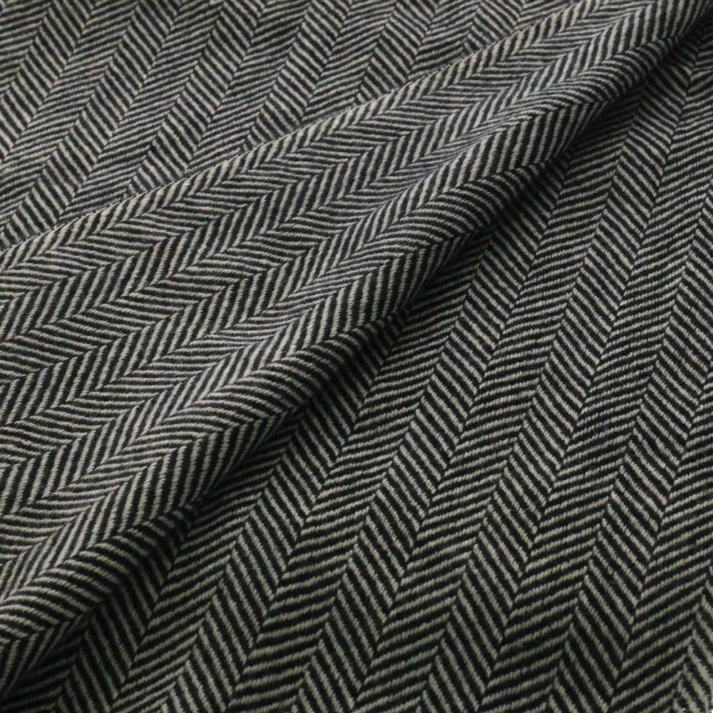 DRIES VAN NOTEN(ドリスヴァンノッテン) カシミヤ ヘリンボーン柄 フリンジ 大判マフラー ブラック/ホワイト