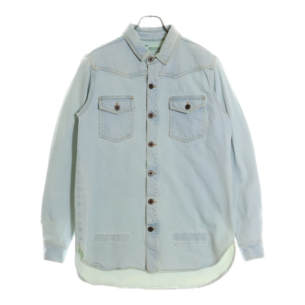 OFF-WHITE(オフホワイト) 17AW DIAGONAL RAW CUT SHIRT ダイアゴナルカット デニムシャツ ジャケット インディゴ OMGA014F17386070