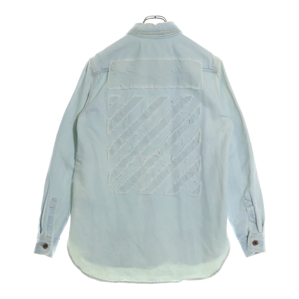 OFF-WHITE(オフホワイト) 17AW DIAGONAL RAW CUT SHIRT ダイアゴナルカット デニムシャツ ジャケット インディゴ OMGA014F17386070