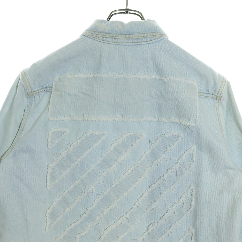 OFF-WHITE(オフホワイト) 17AW DIAGONAL RAW CUT SHIRT ダイアゴナルカット デニムシャツ ジャケット インディゴ OMGA014F17386070