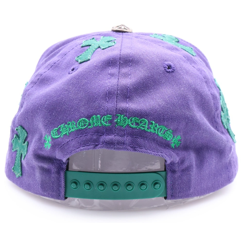 CHROME HEARTS(クロムハーツ) HAT 5 PANEL CAP BSBL CHERRY W/KLY GRN セメタリークロスパッチ ベースボールキャップ 帽子 パープル/グリーン