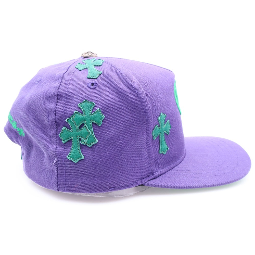 CHROME HEARTS(クロムハーツ) HAT 5 PANEL CAP BSBL CHERRY W/KLY GRN セメタリークロスパッチ ベースボールキャップ 帽子 パープル/グリーン