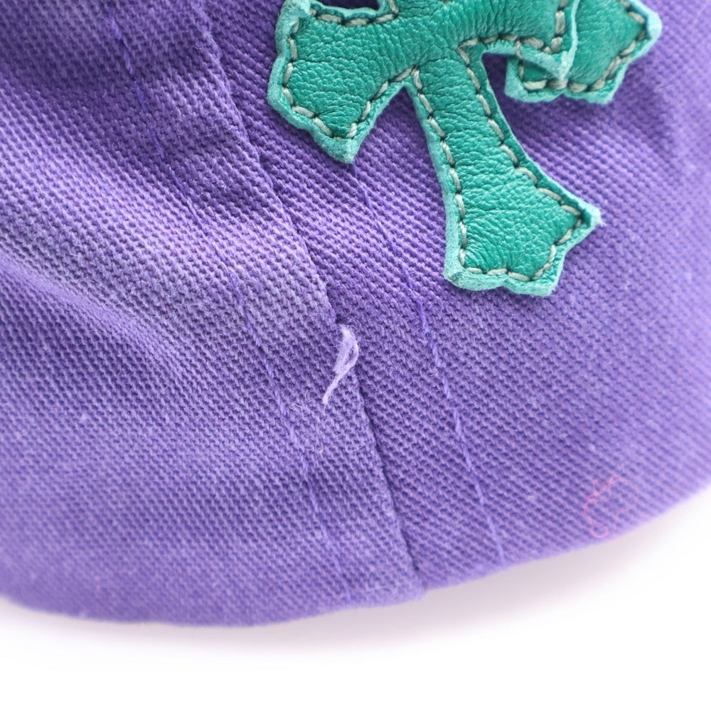 CHROME HEARTS(クロムハーツ) HAT 5 PANEL CAP BSBL CHERRY W/KLY GRN セメタリークロスパッチ ベースボールキャップ 帽子 パープル/グリーン