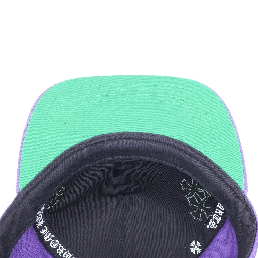 CHROME HEARTS(クロムハーツ) HAT 5 PANEL CAP BSBL CHERRY W/KLY GRN セメタリークロスパッチ ベースボールキャップ 帽子 パープル/グリーン