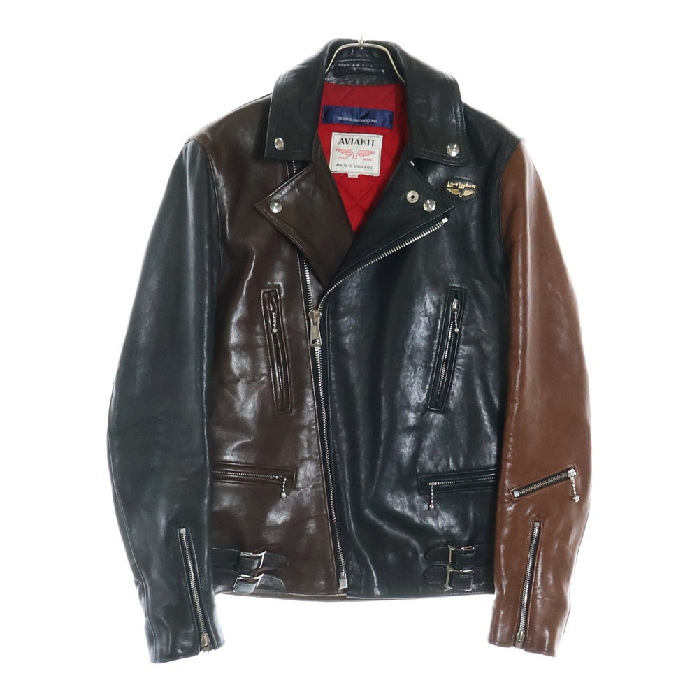 Lewis Leathers(ルイスレザー) ×COMME des GARCONS AD2020 LIGHTNING コムデギャルソン ライトニング クレイジーパターン ラム レザー ダブルライダースジャケット KZ-J005